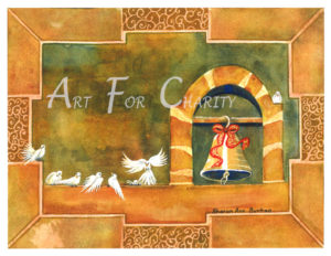 Holiday Gathering - Watercolor on paper - 14 inches x 10 inches - Printed card 6 inches x 4 inches