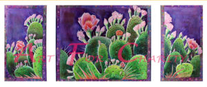 Prickly Pears-Triptych Watercolor on paper - 60 inches x 22 inches- Printed card 9 inches x 4 inches