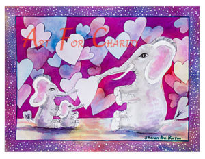 Sending Valentine Love - Liquid Acrylic on paper - 15 inches x 11 inches - cards 6 inches x 4 inches