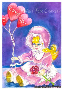 Valentine Surprise - Watercolor on paper - 4 inches x 6 inches