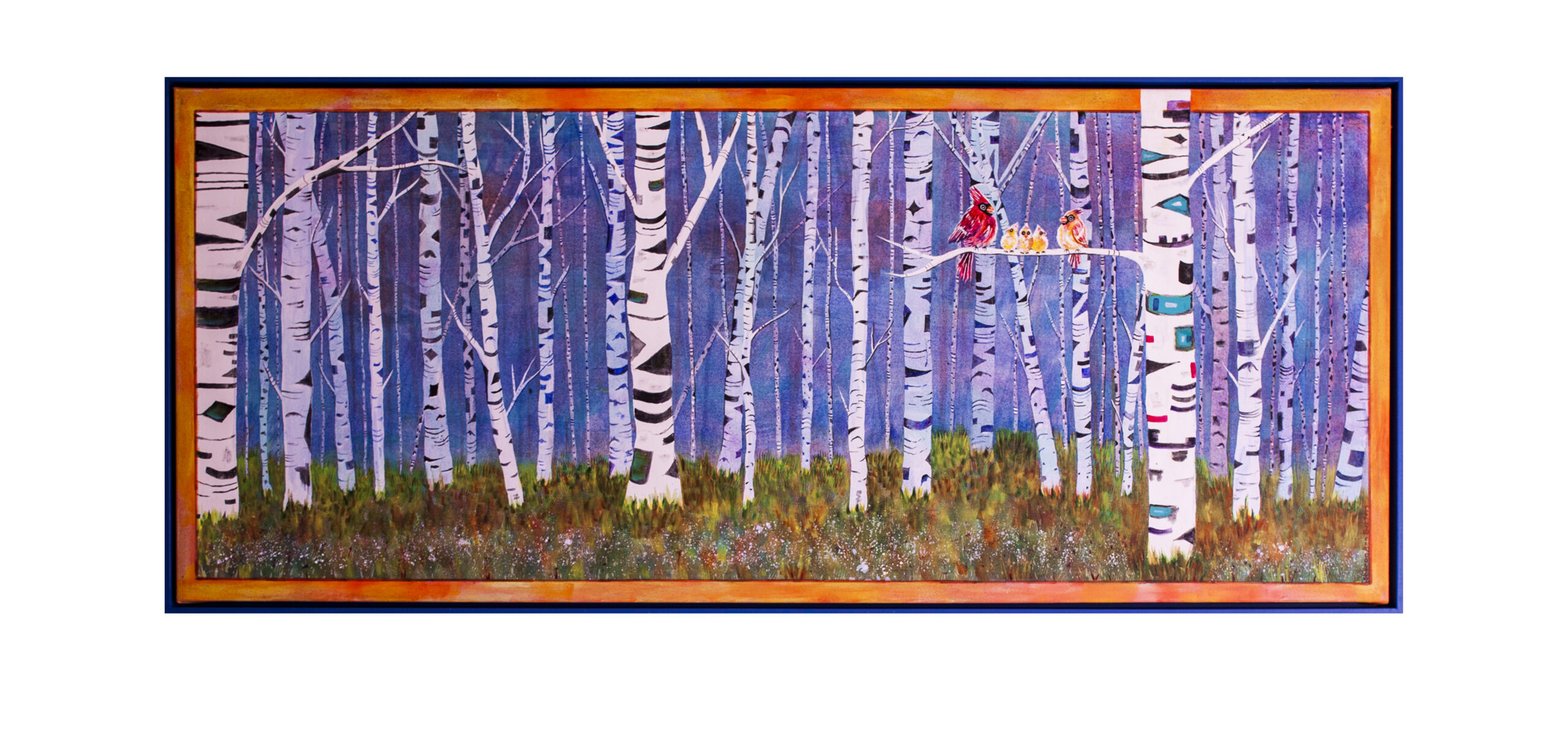 Birds Of A Feather - Acrylic on canvas - 60 inches x 24 inches - Printed card 9 inches x 4 inches